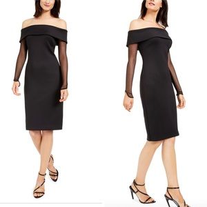 CALVIN KLEIN Illusion-Sleeve OffThe Shoulder Dress